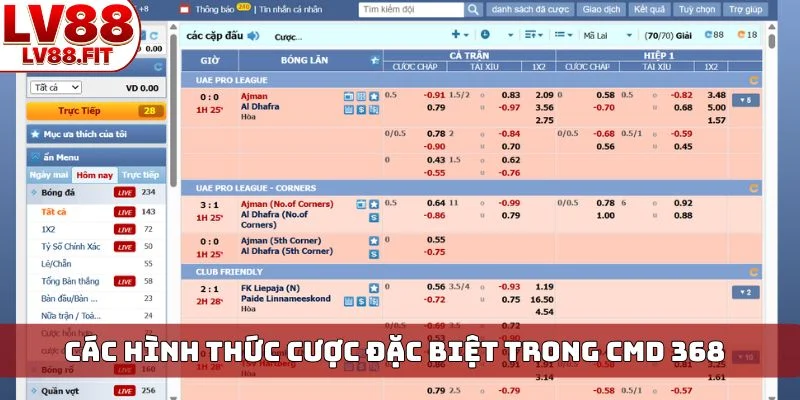 Các hình thức cược đặc biệt trong CMD 368