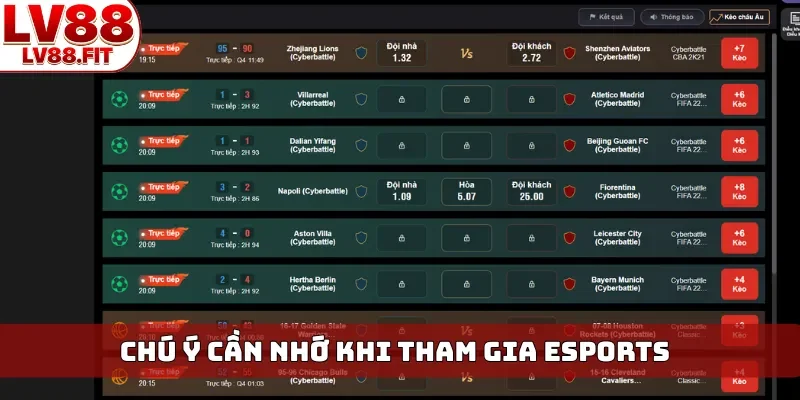 Chú ý cần nhớ khi tham gia Esports