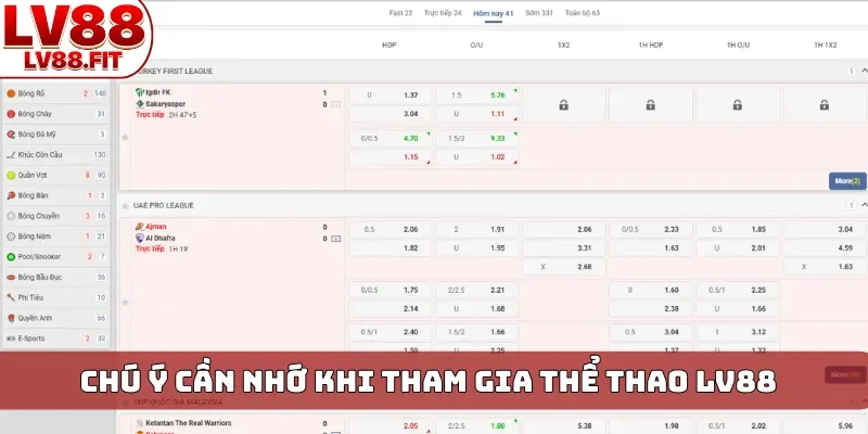 Chú ý cần nhớ khi tham gia thể thao LV88